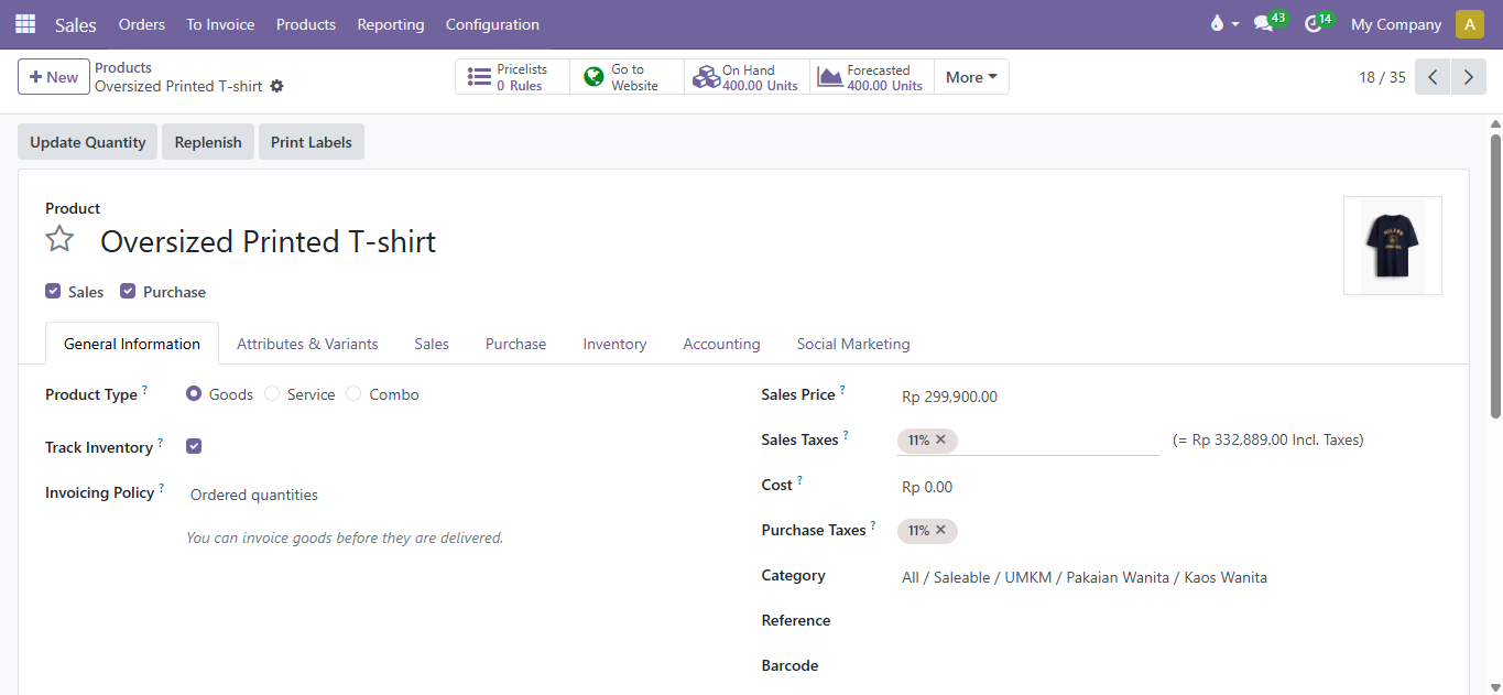 Product form view Product form view