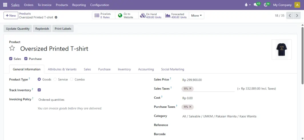 Attributes & Variants tab Attributes & Variants tab